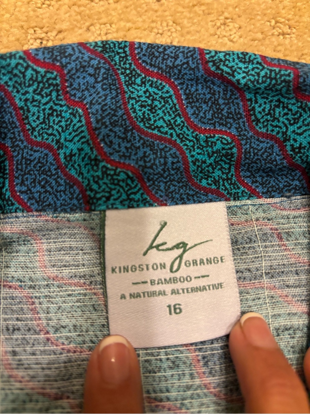 Kingston Grange Women’s blue n turquoise tank top made of bamboo sz 16. Large.